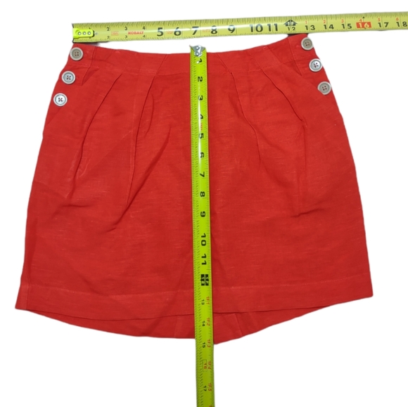 Banana Republic 00P Orange Sailor Pocket Linen Mini Skirt Nautical Button Detail - Picture 3 of 11